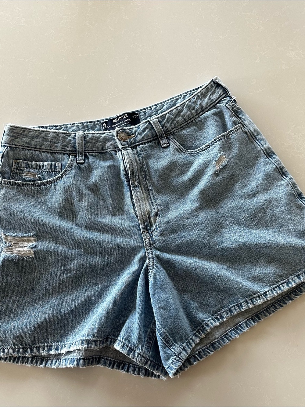 Hollister Washed Light Blue Denim Shorts